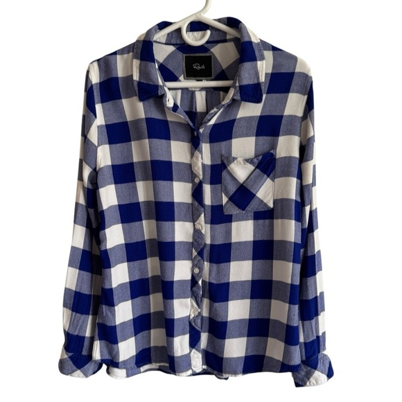 Rails Hunter Plaid Buffalo Check Button Down Shirt, Cobalt Blue/White, Size L - Picture 2 of 7